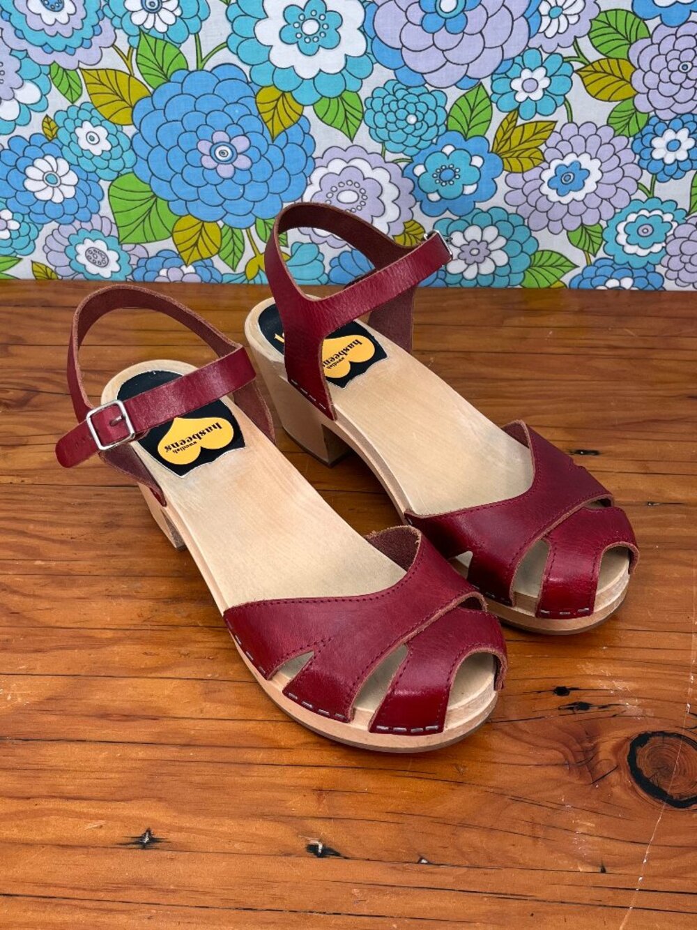 Swedish Hasbeens Peep Toe Clogs Size:39 (US Size 9)